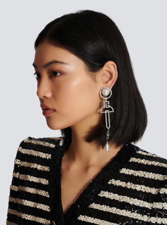 Art Deco Pendant Earrings Silver Women Balmain Fashion Jewelry