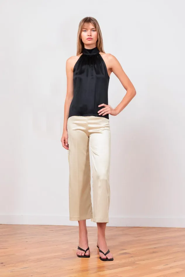 Avenue Montaigne ALEX Satin Champagne Women Pants