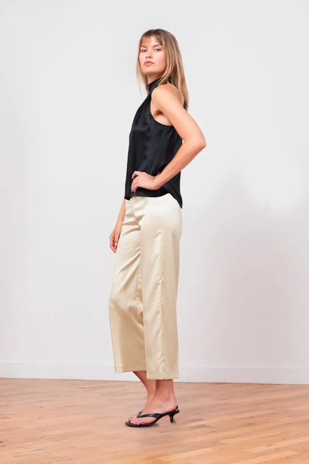 Avenue Montaigne ALEX Satin Champagne Women Pants Avenue Montaigne ALEX Satin Champagne Women Pants