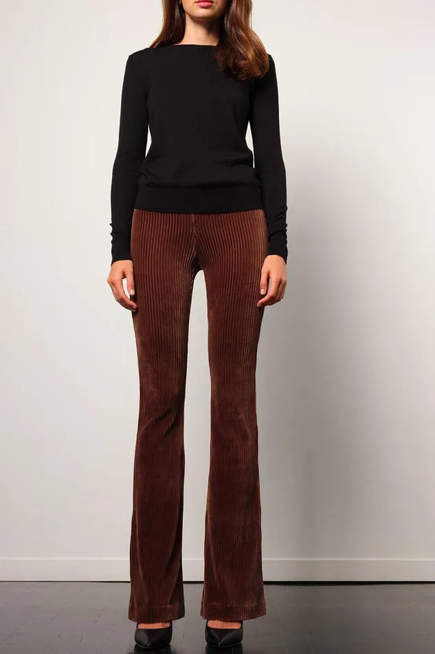 Avenue Montaigne BELLINI Corduroy Brown Women Pants