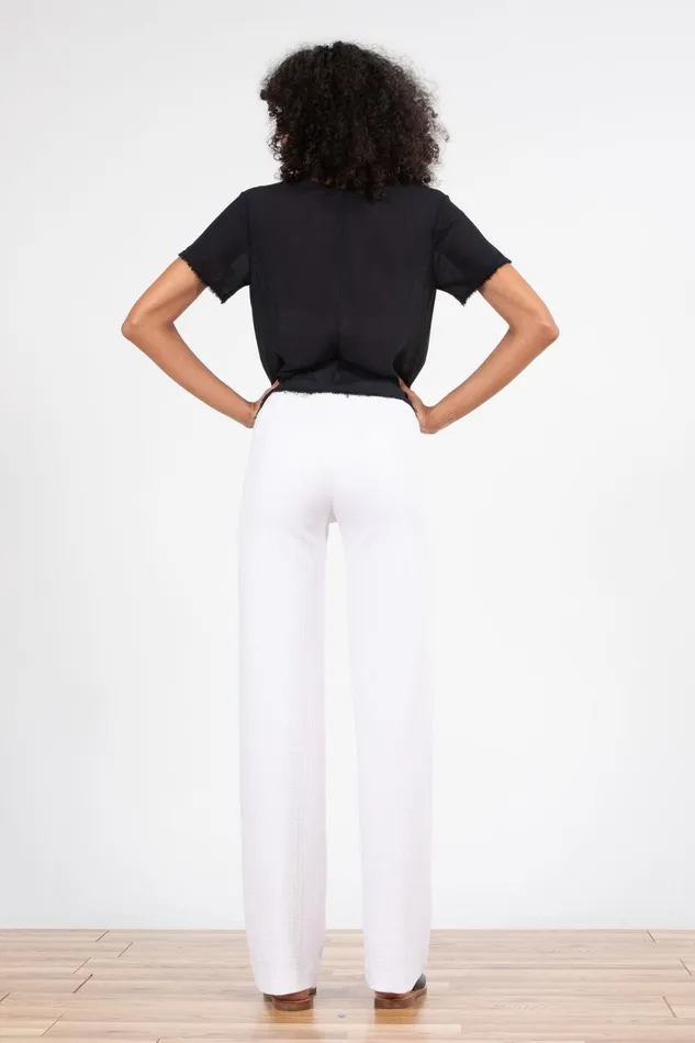 Avenue Montaigne FLAVIA Jacquard White Women Pants