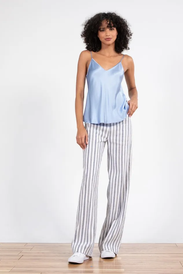 Avenue Montaigne FLAVIA Linen Stripes Coastal Women Pants
