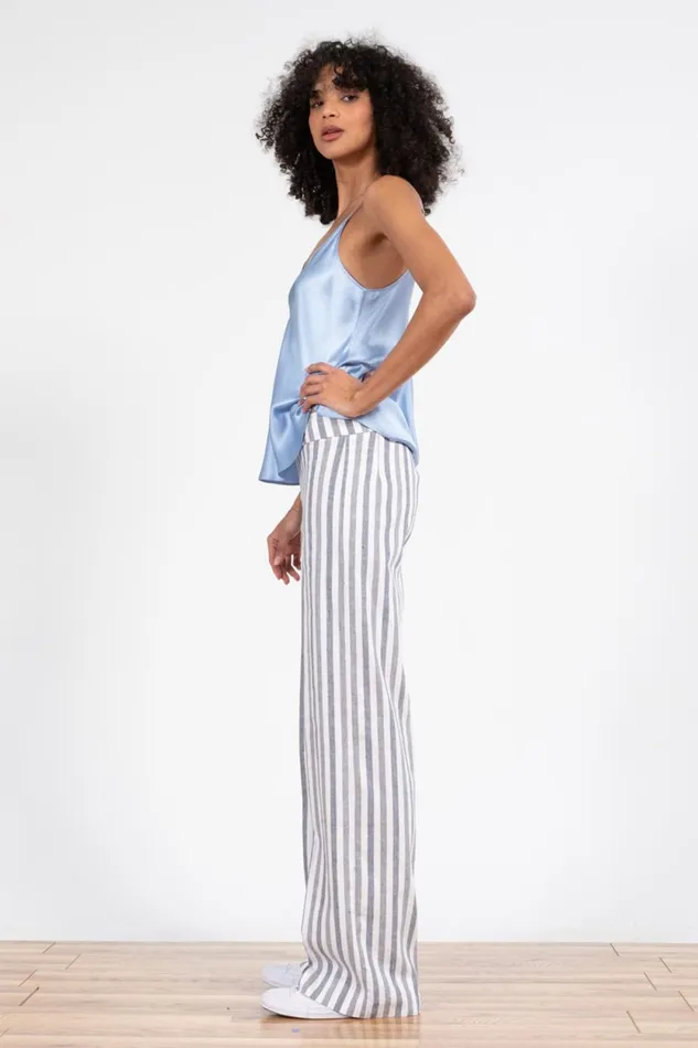 Avenue Montaigne FLAVIA Linen Stripes Coastal Women Pants Avenue Montaigne FLAVIA Linen Stripes Coastal Women Pants