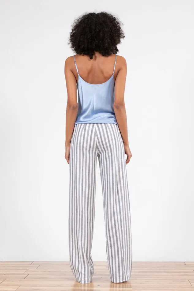 Avenue Montaigne FLAVIA Linen Stripes Coastal Women Pants Avenue Montaigne FLAVIA Linen Stripes Coastal Women Pants
