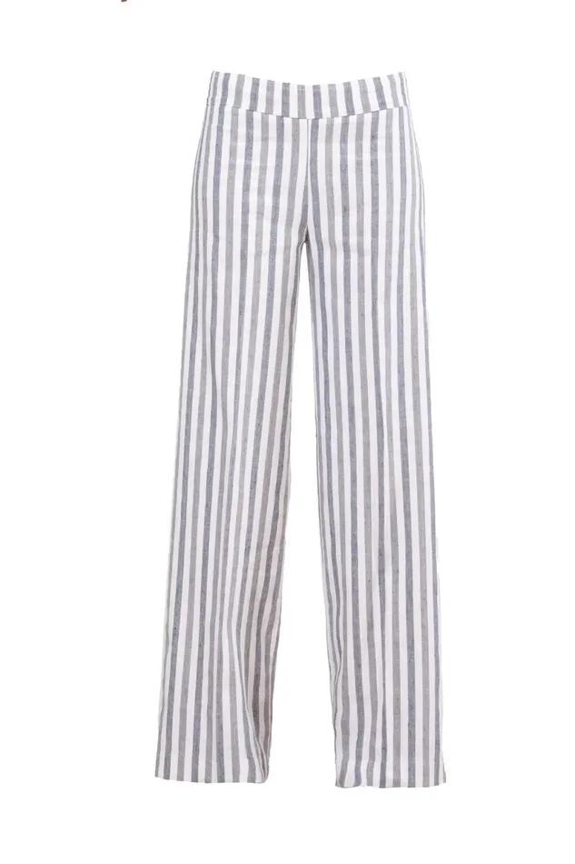 Avenue Montaigne FLAVIA Linen Stripes Coastal Women Pants Avenue Montaigne FLAVIA Linen Stripes Coastal Women Pants