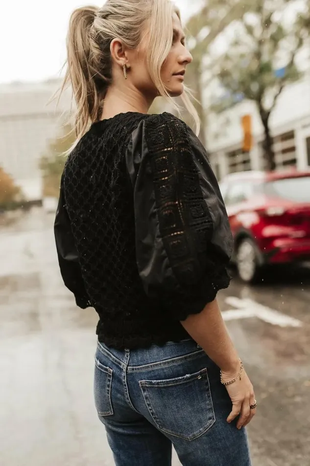 Avery Crochet Cardigan In Black Black Women Bohme Tops