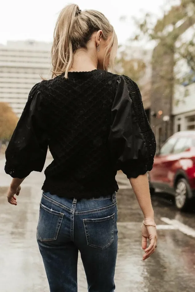 Avery Crochet Cardigan In Black Black Women Bohme Tops