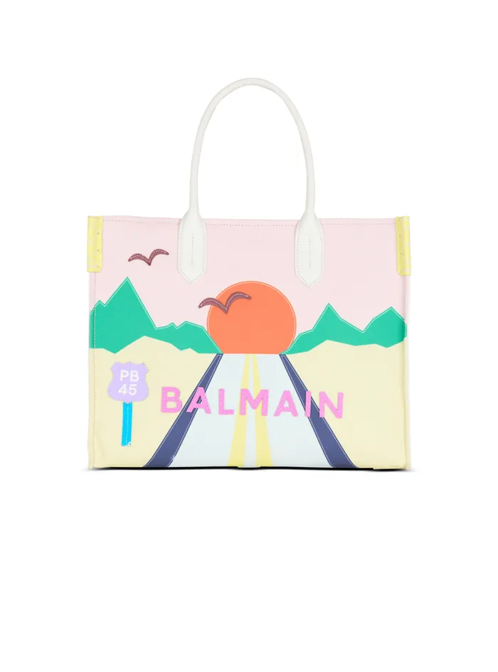 BArmy Shopper Medium Canvas And Leather Tote Bag Multicolor Women Balmain Tote Bags