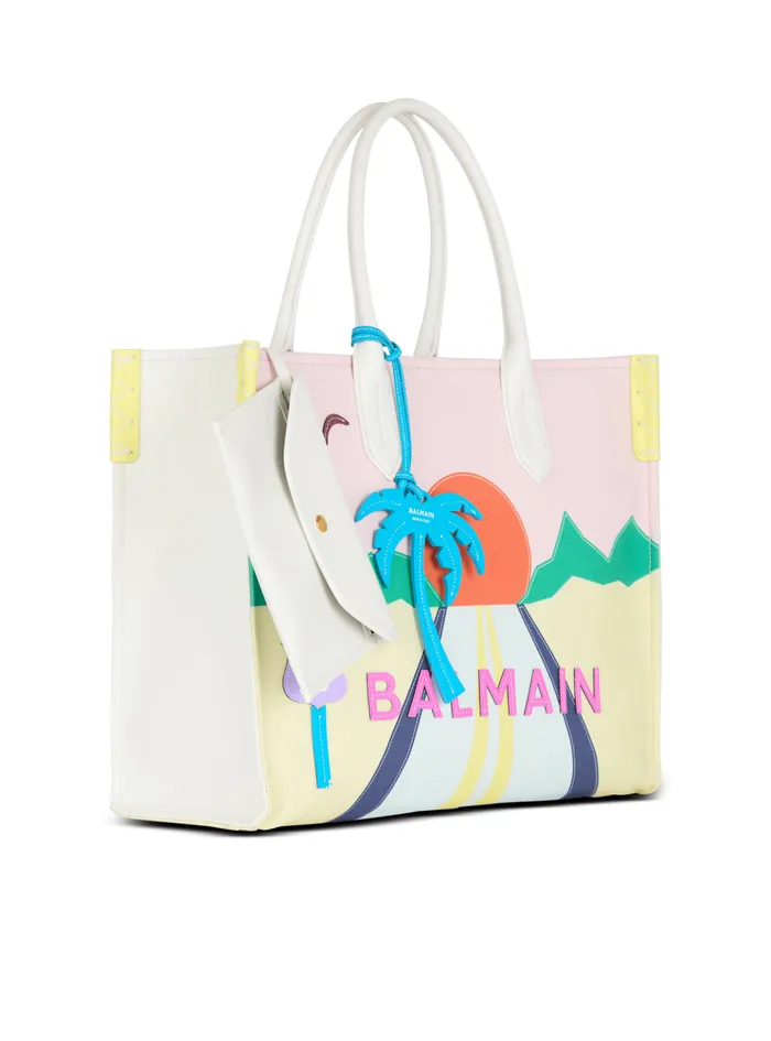 BArmy Shopper Medium Canvas And Leather Tote Bag Multicolor Women Balmain Tote Bags