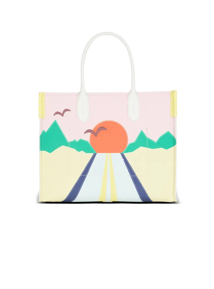 BArmy Shopper Medium Canvas And Leather Tote Bag Multicolor Women Balmain Tote Bags