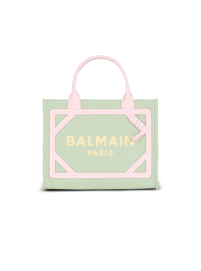 BArmy Small Canvas And Leather Tote Bag Green Women Balmain Handbags