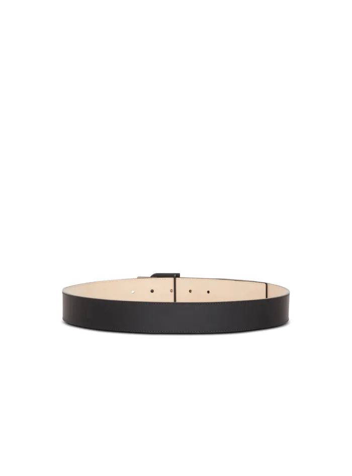 BBelt Rubbereffect Leather Belt Black Men Balmain Belts