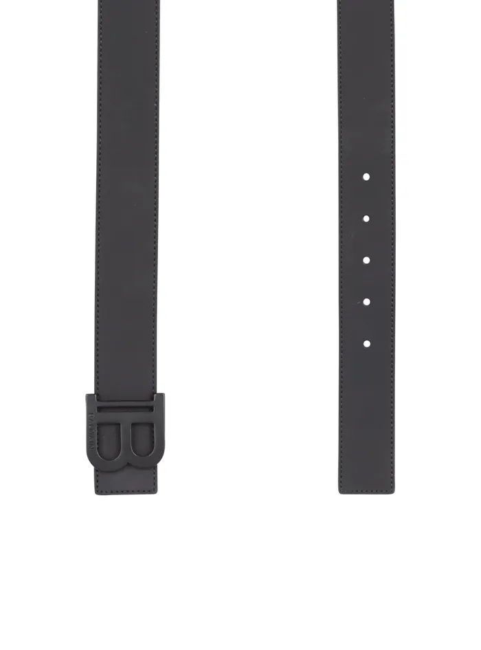 BBelt Rubbereffect Leather Belt Black Men Balmain Belts