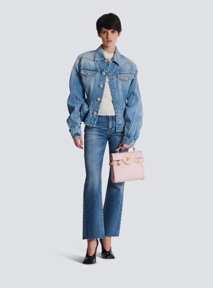 BBuzz 23 Bag In Grained PB Labyrinth Leather Pink Women Balmain Handbags