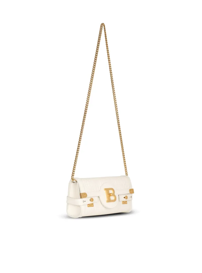 BBuzz 23 Monogrammed Grained Leather Clutch Beige Women Balmain Crossbody Bags