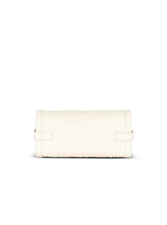 BBuzz 23 Monogrammed Grained Leather Clutch Beige Women Balmain Crossbody Bags