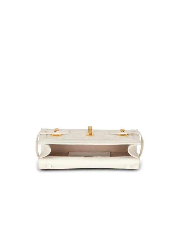 BBuzz 23 Monogrammed Grained Leather Clutch Beige Women Balmain Crossbody Bags