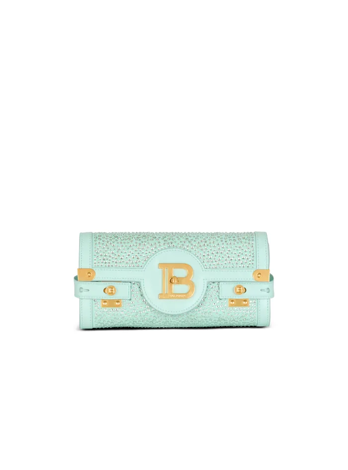 BBuzz Pouch 23 In Suede And Rhinestones Blue Women Balmain Clutches