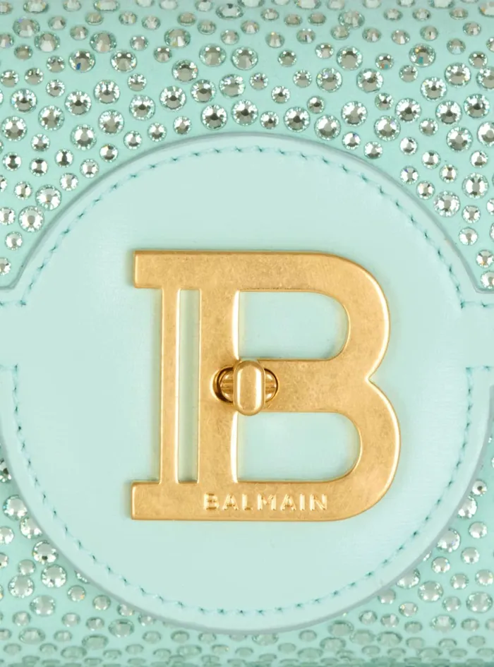 BBuzz Pouch 23 In Suede And Rhinestones Blue Women Balmain Clutches