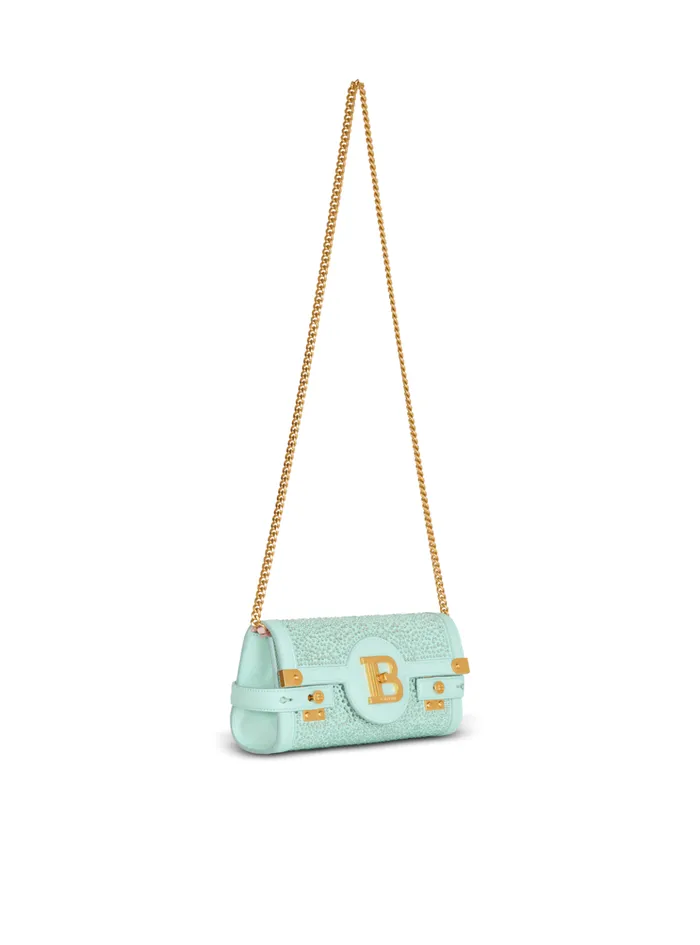 BBuzz Pouch 23 In Suede And Rhinestones Blue Women Balmain Clutches