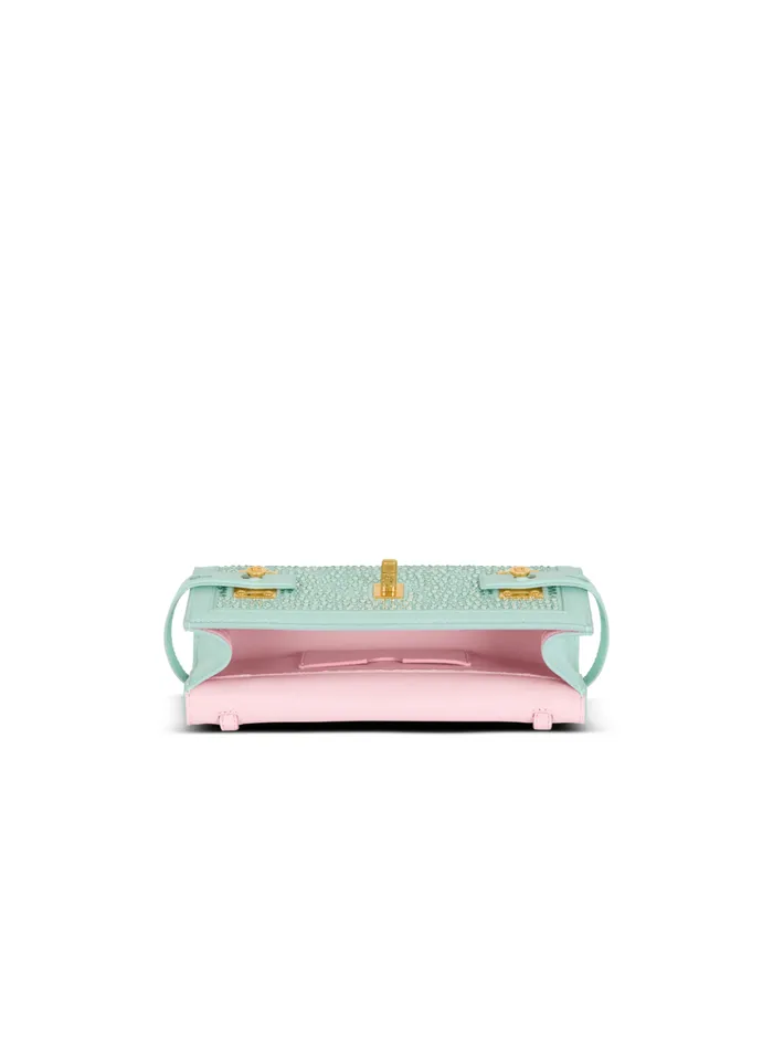 BBuzz Pouch 23 In Suede And Rhinestones Blue Women Balmain Clutches