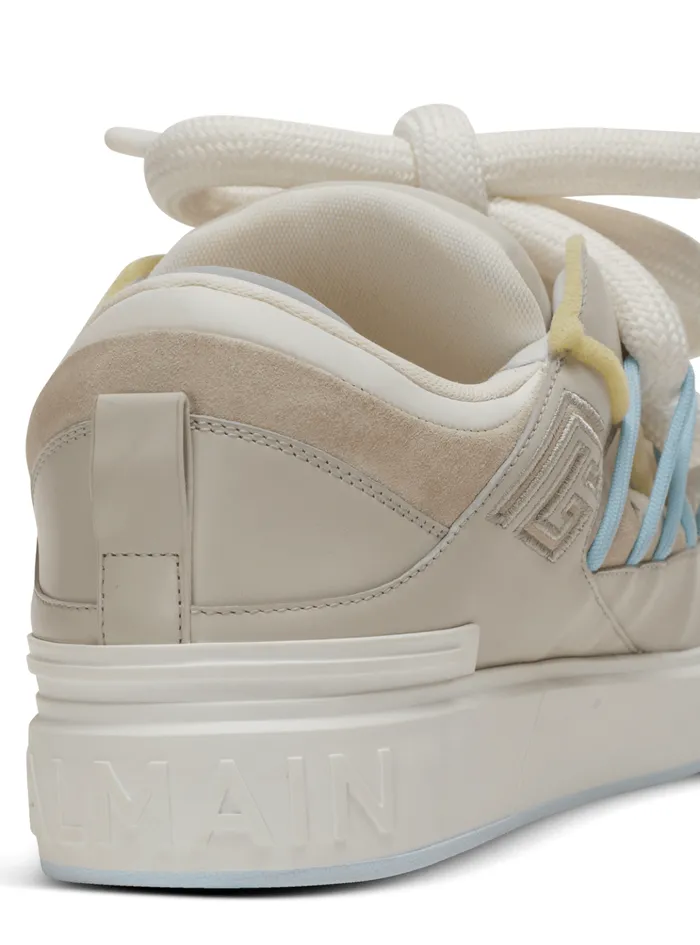 BCourt Puffy Skate Sneakers In Calfskin And Suede Grey Men Balmain Sneakers