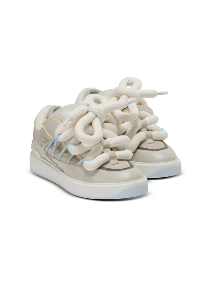 BCourt Puffy Skate Sneakers In Calfskin And Suede Grey Men Balmain Sneakers