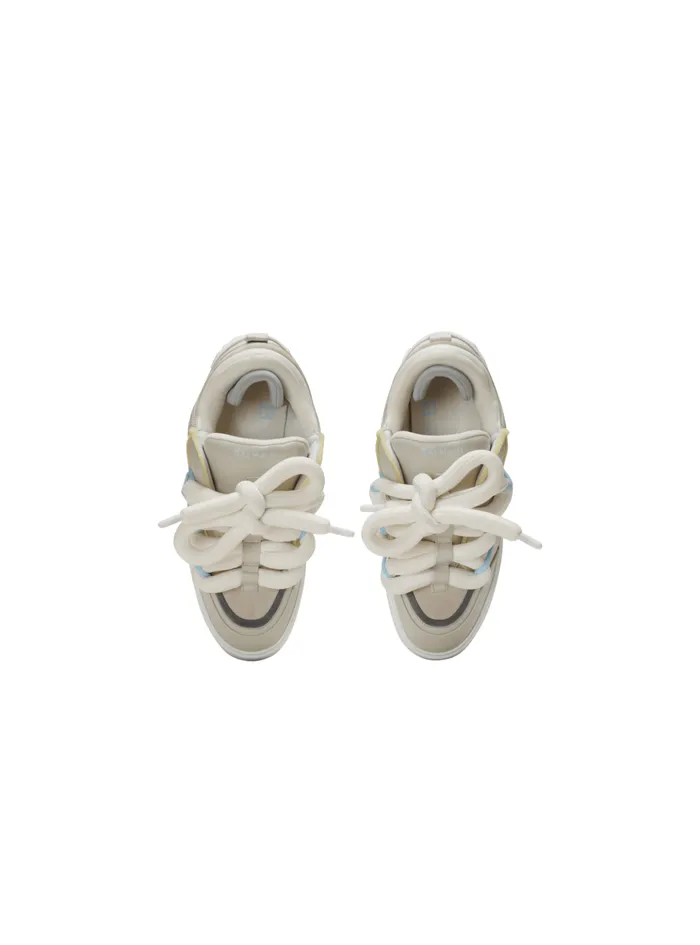 BCourt Puffy Skate Sneakers In Calfskin And Suede Grey Men Balmain Sneakers