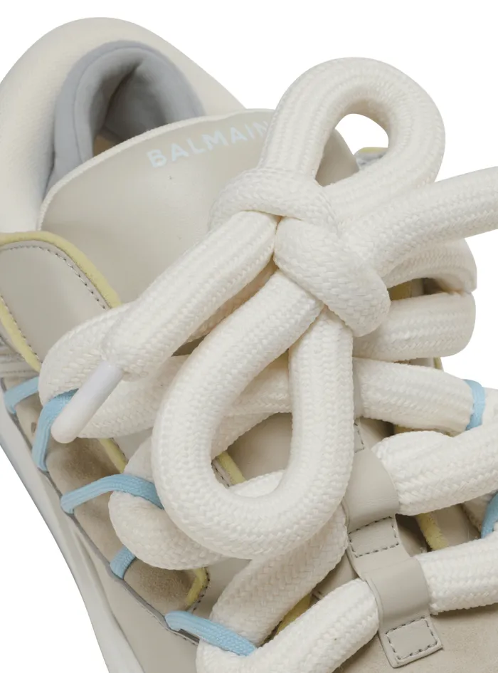 BCourt Puffy Skate Sneakers In Calfskin And Suede Grey Men Balmain Sneakers