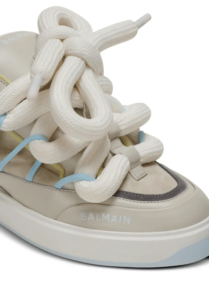 BCourt Puffy Skate Sneakers In Calfskin And Suede Grey Men Balmain Sneakers