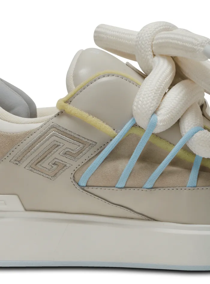 BCourt Puffy Skate Sneakers In Calfskin And Suede Grey Men Balmain Sneakers