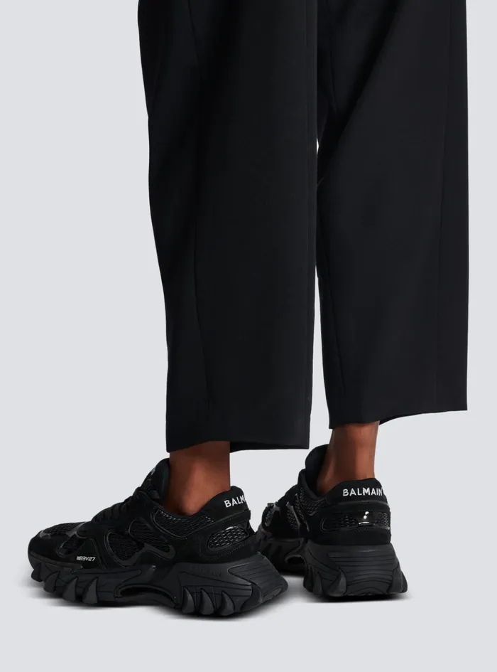 BEast Trainers In Leather Suede And Mesh Black Men Balmain Sneakers