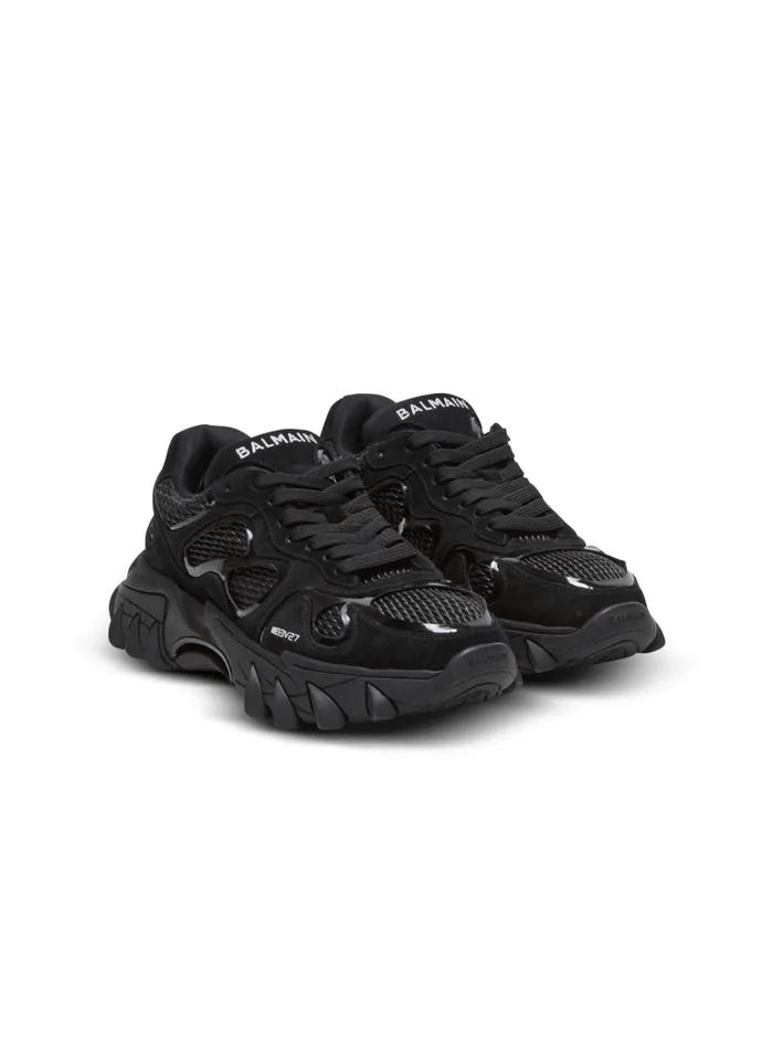 BEast Trainers In Leather Suede And Mesh Black Men Balmain Sneakers