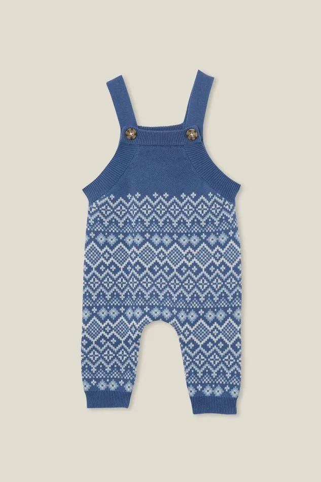Baby Bottoms Cotton On Cleo Jacquard Knit Dungree Petty Bluediamond Fairisle