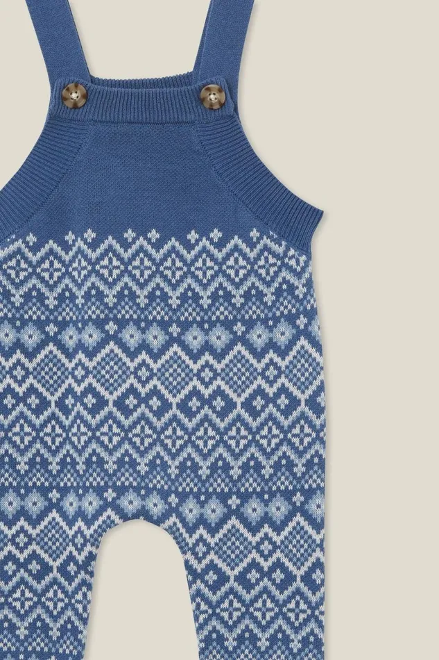 Baby Bottoms Cotton On Cleo Jacquard Knit Dungree Petty Bluediamond Fairisle