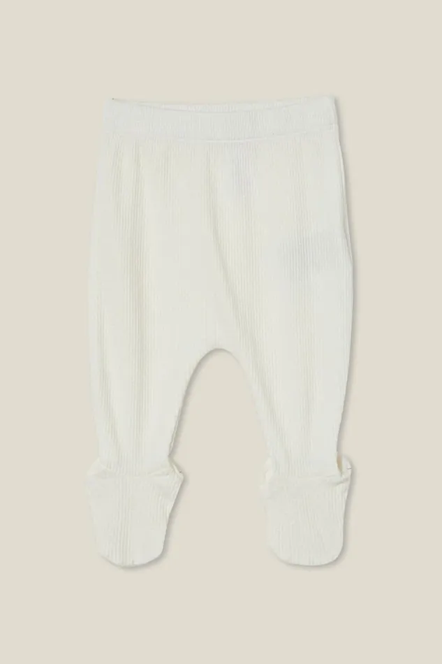 Baby Bottoms Cotton On Organic Newborn Pointelle Footed Legging Milk