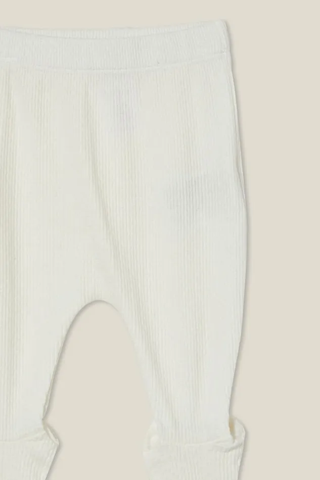 Baby Bottoms Cotton On Organic Newborn Pointelle Footed Legging Milk