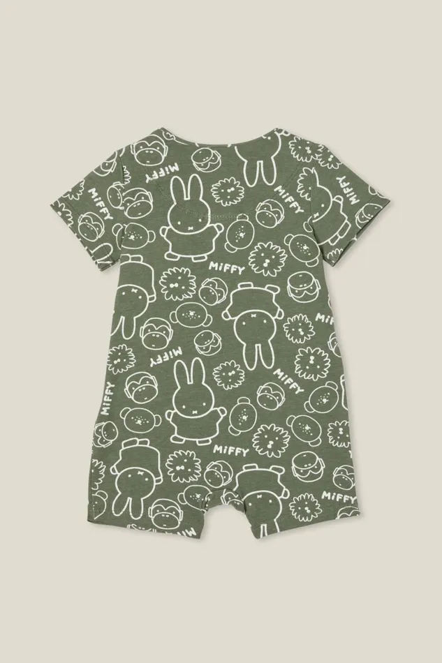 Baby Rompers and All In Ones Cotton On The Billie Short Sleeve Zip Romper License Lcn Mif Swag Greenmiffy Friends Stamp