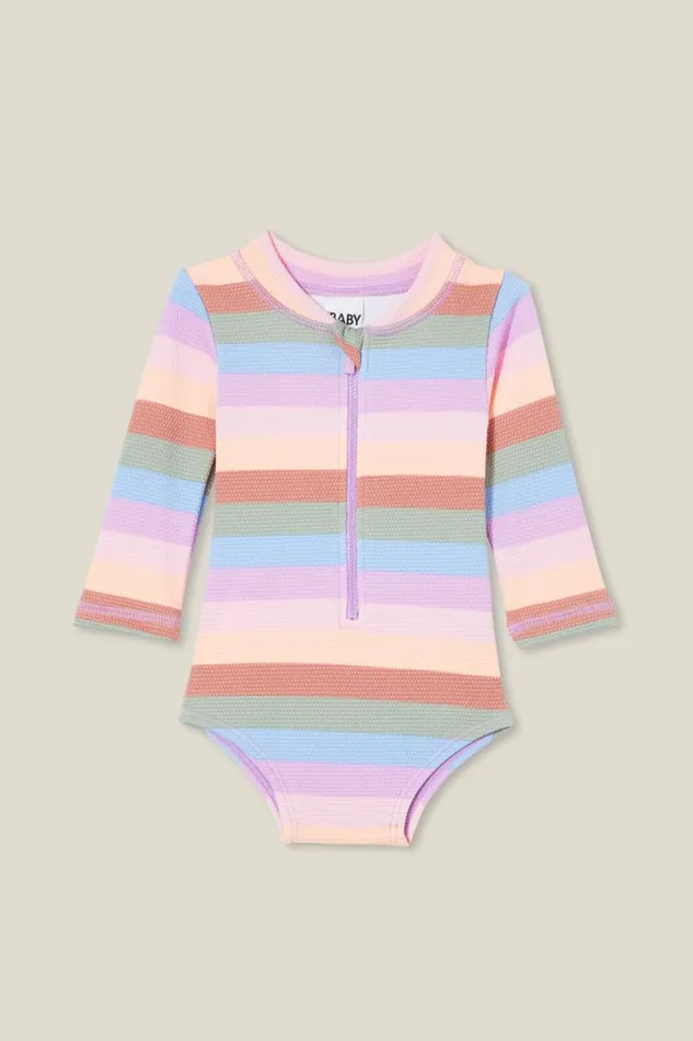 Baby Swimwear Cotton On Lucy Long Sleeve Ruffle Back Swimsuit Popsiclemulti Stripe