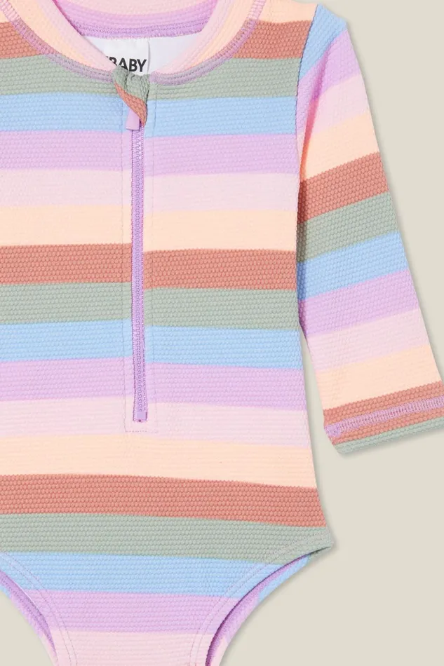 Baby Swimwear Cotton On Lucy Long Sleeve Ruffle Back Swimsuit Popsiclemulti Stripe