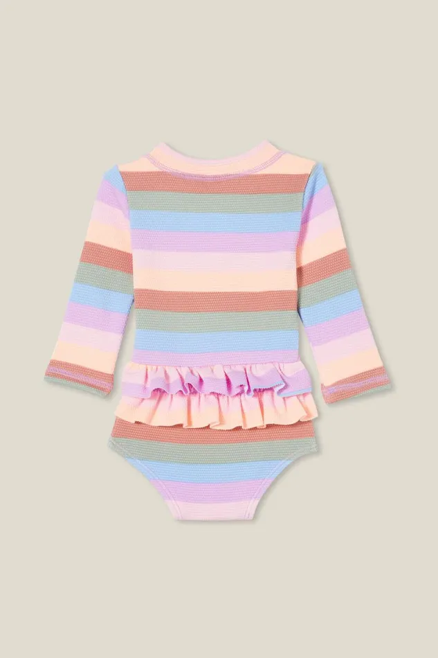 Baby Swimwear Cotton On Lucy Long Sleeve Ruffle Back Swimsuit Popsiclemulti Stripe