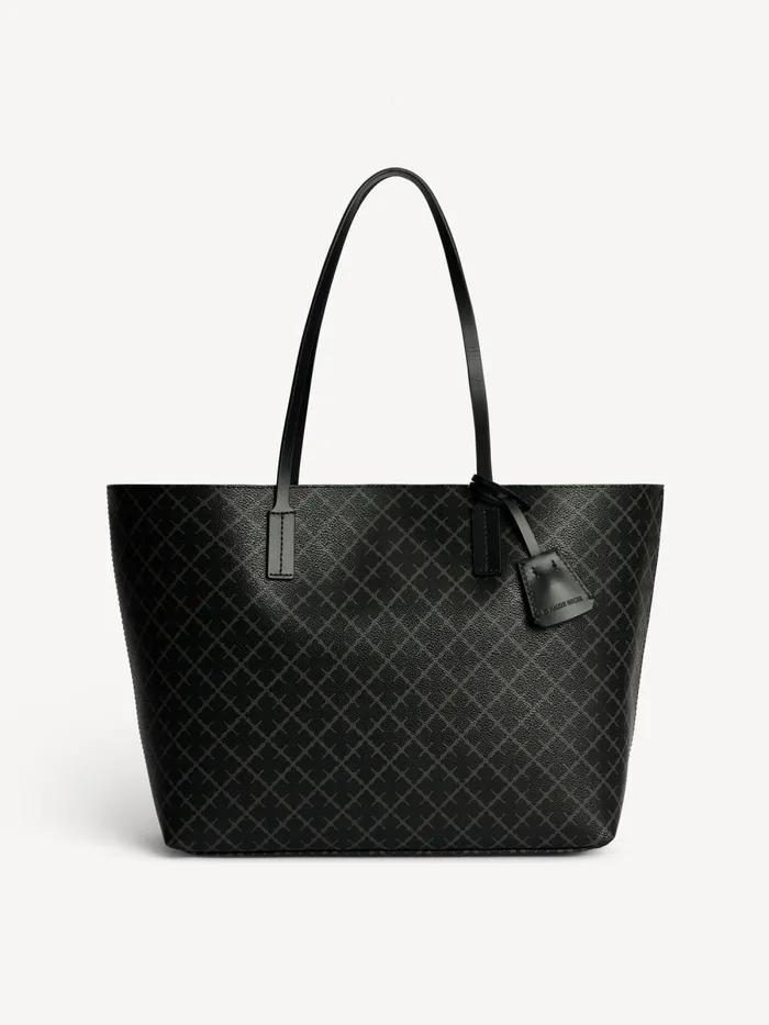 Bags Women By Malene Birger Abigail Printed Tote Bag Charcoal