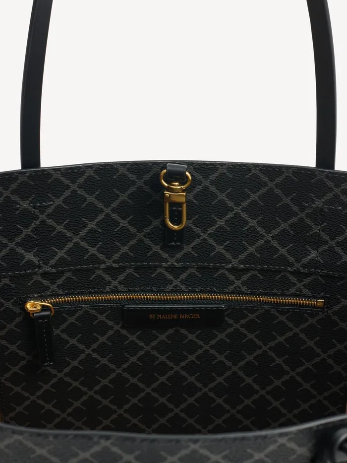 Bags Women By Malene Birger Abigail Printed Tote Bag Charcoal