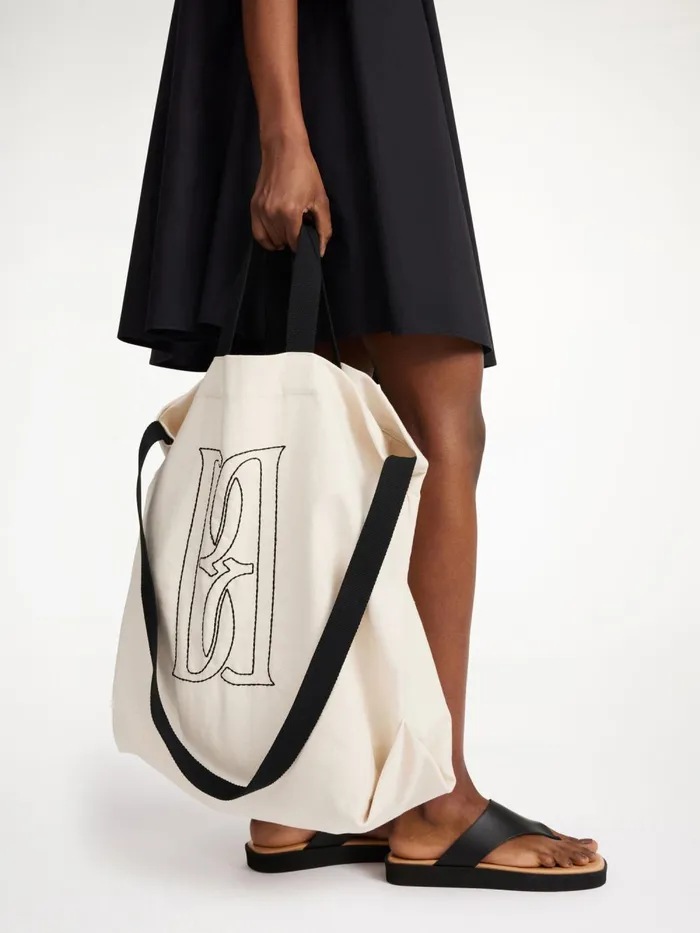 Bags Women By Malene Birger Shayan Organic Cotton Tote Bag Soft White