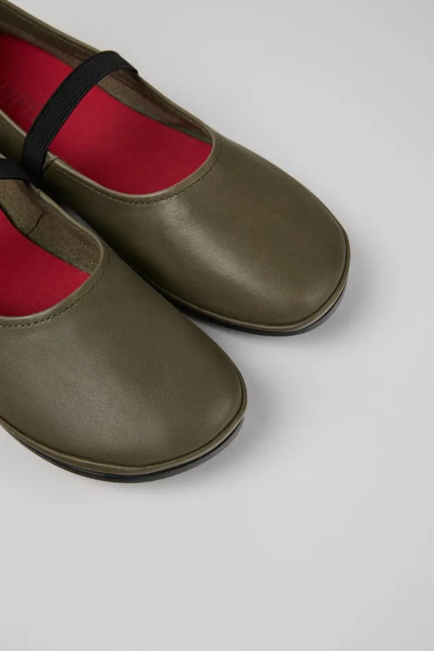 Ballerinas Women Camper Right Green Leather Shoes