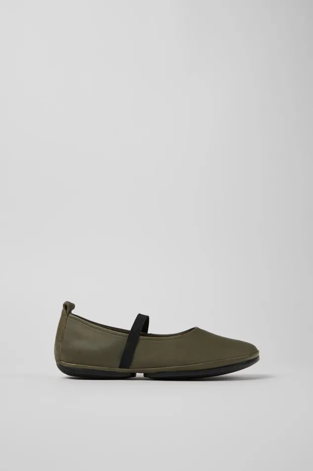 Ballerinas Women Camper Right Green Leather Shoes