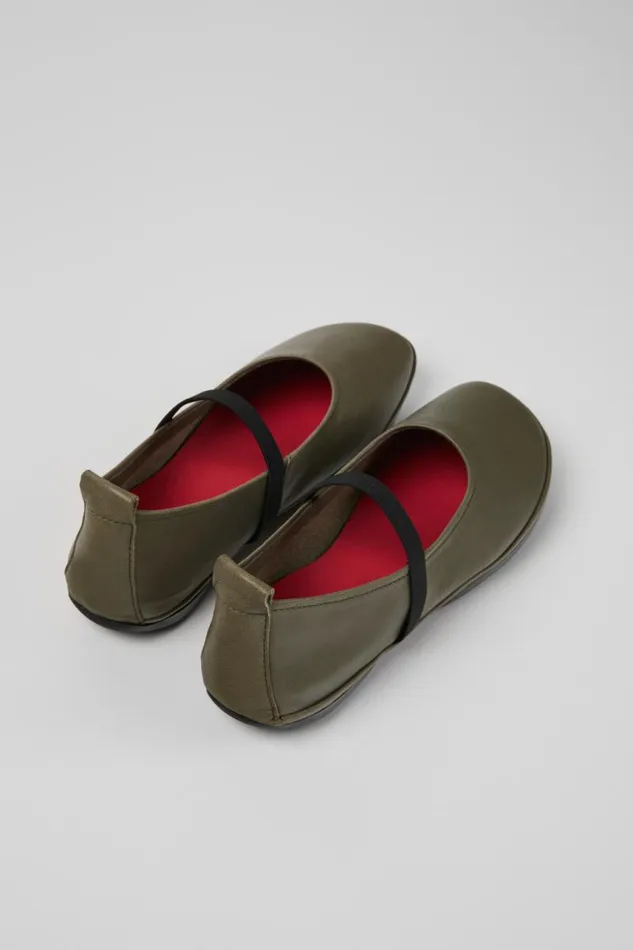 Ballerinas Women Camper Right Green Leather Shoes