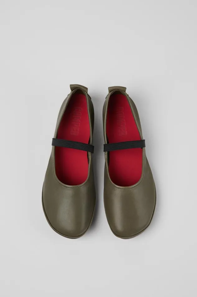 Ballerinas Women Camper Right Green Leather Shoes
