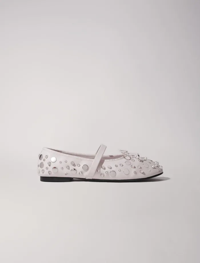 Ballerinas Women Maje Studded Ballet Flats Ecru Vanilla