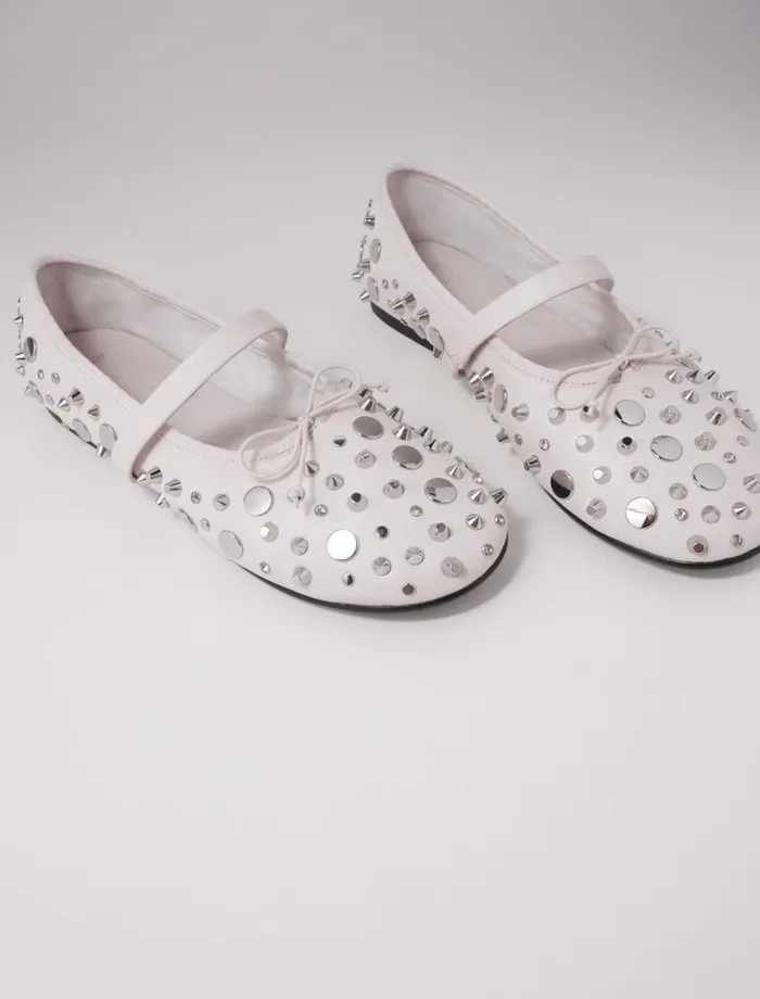 Ballerinas Women Maje Studded Ballet Flats Ecru Vanilla